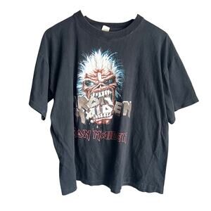 Vintage Iron Maiden Euro Black Tour Shirt Size Large 21x27